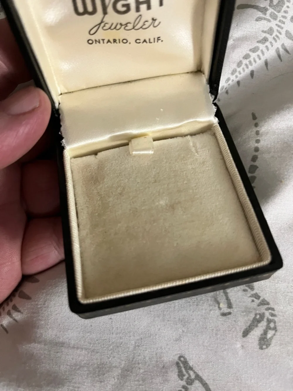 Vintage Stitched Local Jeweler Jewelry Box Sturdy Ring Earrings
